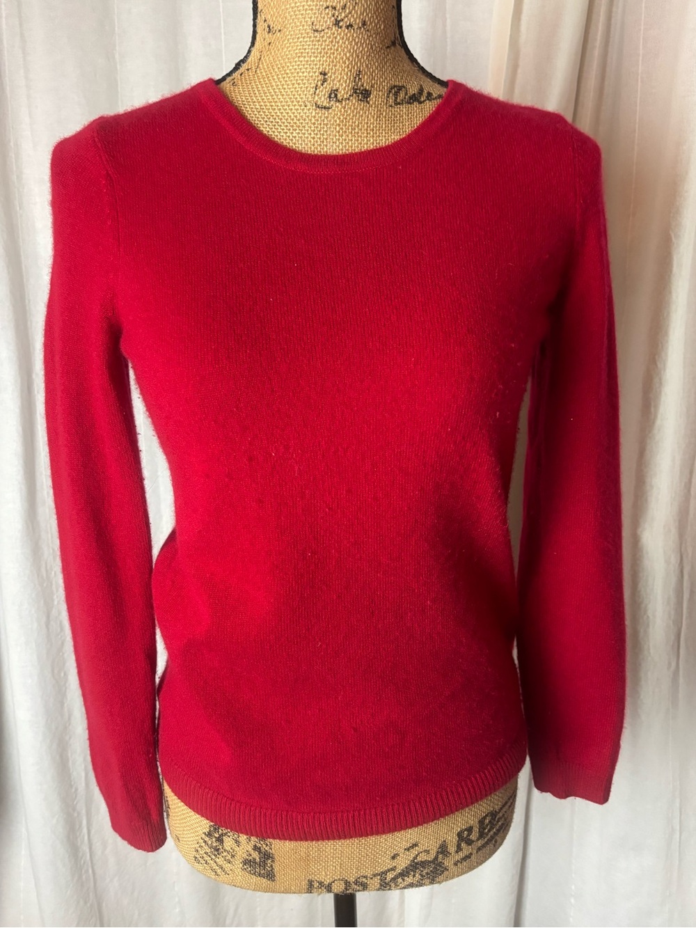 Talbots Pure 100% Cashmere Red Round Neck Pullover Sweater Small Petite P